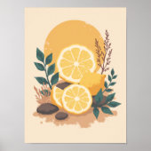Minimalistische Boho Lemon Slices Abstracte Keuken Poster (Voorkant)