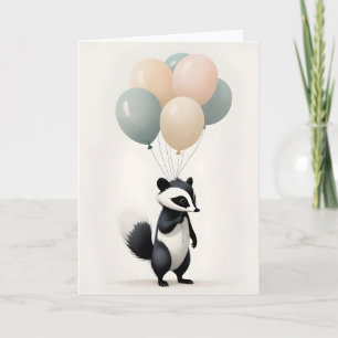 Minimalistische Boho Lieve Stinkdier met Ballonnen Kaart