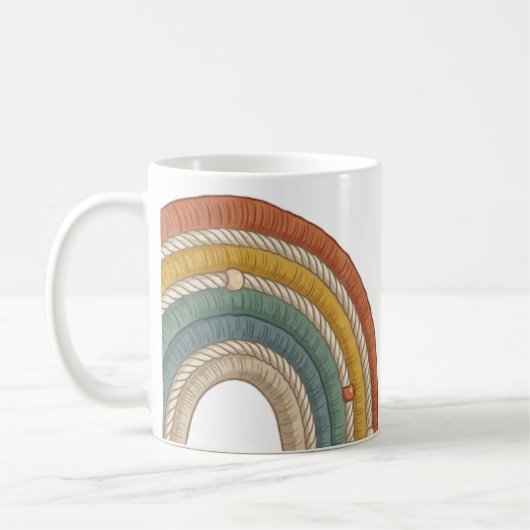 Minimalistische Boho Macramé Regenboog Koffiemok (Links)