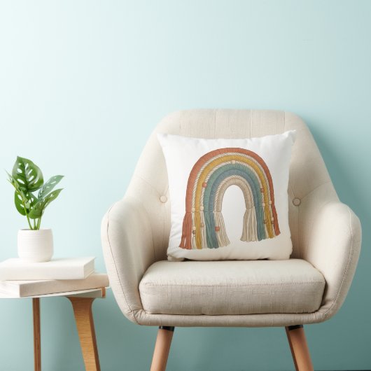 Minimalistische Boho Macramé Regenboog Kussen (Stoel)