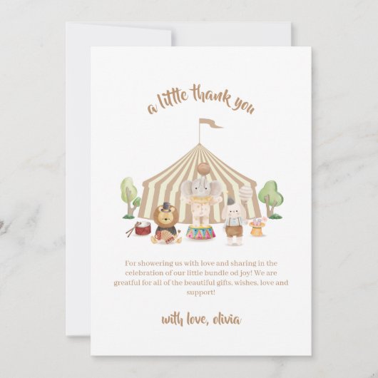 Minimalistische Boho Magical Safari Circus Baby sh Bedankkaart (Voorkant)