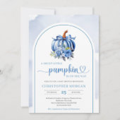 Minimalistische boho marine blauwe pompoen bloemen kaart (Voorkant)