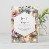 Minimalistische Boho Mason Jar bruiloft Save The Date (Staand voorkant)