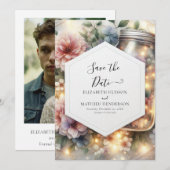 Minimalistische Boho Mason Jar bruiloft Save The Date (Voorkant / Achterkant)