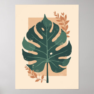 Minimalistische Boho Monstera Leaf Wall Art Poster
