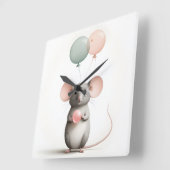 Minimalistische Boho Muisballon Kwekerij Kinder Ka Vierkante Klok (Hoek)