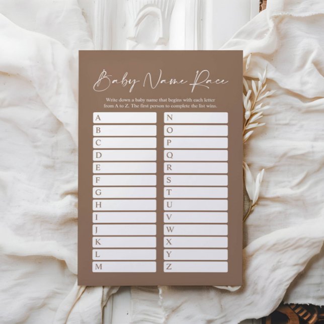 Minimalistische Boho Naam Race Baby shower Game Ca (Creator heeft geüpload)