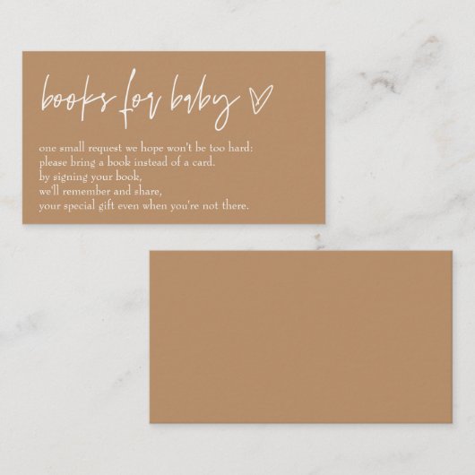 Minimalistische Boho Neutrale Hallo Baby boeken vo Informatiekaartje (Voorkant / Achterkant)