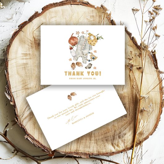 Minimalistische Boho Nieuwe Baby Douche Jongenswas Bedankkaart