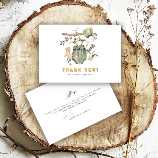Minimalistische Boho Nieuwe Baby Douche Meisje Clo Bedankkaart