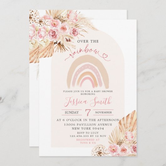 Minimalistische Boho over het regenboogBaby shower Kaart (Voorkant / Achterkant)