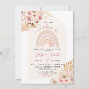 Minimalistische Boho over het regenboogBaby shower Kaart