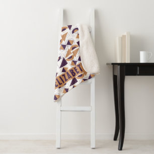 Minimalistische Boho Paarse & Gouden Abstracte Aan Sherpa Deken