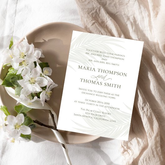 Minimalistische Boho Palm Leaves bruiloft Kaart