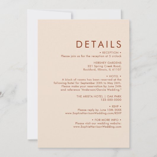 Minimalistische Boho Pampas graast all in one Wedd Kaart (Achterkant)