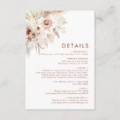 Minimalistische Boho Pampas Grass Details Informatiekaartje (Voorkant)