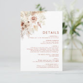 Minimalistische Boho Pampas Grass Details Informatiekaartje (Staand voorkant)