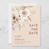Minimalistische Boho Pampas grass sparen de Datum Kaart (Voorkant)