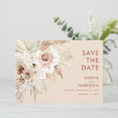 Minimalistische Boho Pampas grass sparen de Datum Kaart (Staand voorkant)