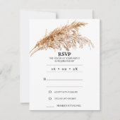 Minimalistische Boho Pampas Grass Wedding RSVP Kaa Kaart (Voorkant)