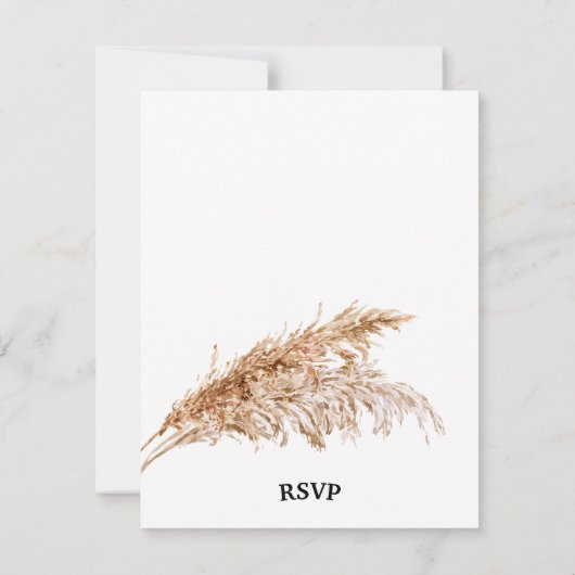 Minimalistische Boho Pampas Grass Wedding RSVP Kaa Kaart (Achterkant)