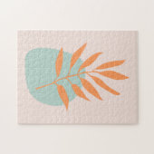 Minimalistische Boho Pastel Floral Abstracte Kunst Legpuzzel (Horizontaal)