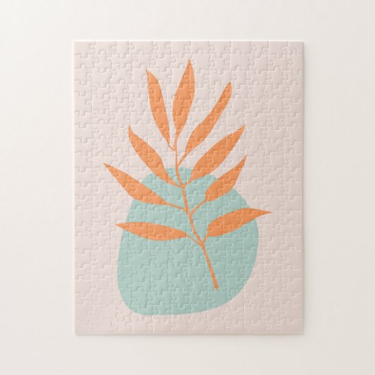 Minimalistische Boho Pastel Floral Abstracte Kunst Legpuzzel (Verticaal)