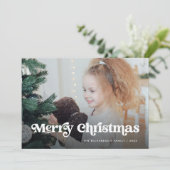 Minimalistische Boho / Prettig Kerstfeest met foto Feestdagenkaart (Staand voorkant)