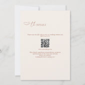 Minimalistische Boho QR Code RSVP All-in-one Trouw Kaart (Achterkant)