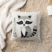 Minimalistische Boho Raccoon Bossen Kwekerij Kinde Kussen (Deken)