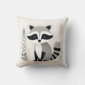 Minimalistische Boho Raccoon Bossen Kwekerij Kinde Kussen (Voorkant)