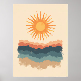 Minimalistische Boho Radiant Sunburst Abstracte ku Poster