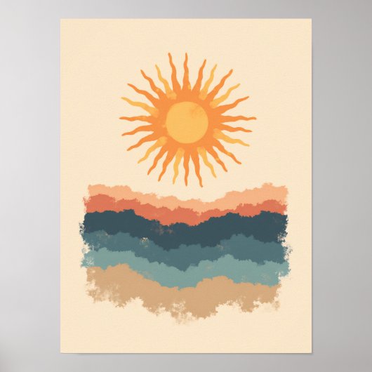 Minimalistische Boho Radiant Sunburst Abstracte ku Poster (Voorkant)