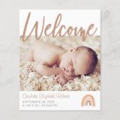 Minimalistische Boho Rainbow Foto geboorteaankondi (Voorkant)