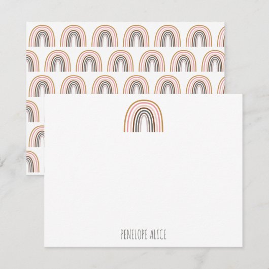 Minimalistische Boho Rainbow-tekening Aangepast Notitiekaartje (Voorkant / Achterkant)