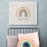 Minimalistische Boho Rainbow-tekening Aangepast Poster<br><div class="desc">Dit stijlvolle poster van de muurkunst is voorzien van een minimalistische boho-regenboog in mosterd,  roze en blauwgroen. Pas het aan met jouw naam. Geweldig cadeauidee.</div>