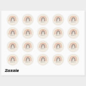Minimalistische Boho Rainbow-tekening Aangepast Ronde Sticker (Vel)