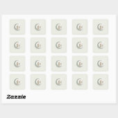 Minimalistische Boho Ramadan Maan & Lantaarn Stick Vierkante Sticker (Vel)