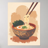 Minimalistische Boho Ramen Bowl Art Poster (Voorkant)