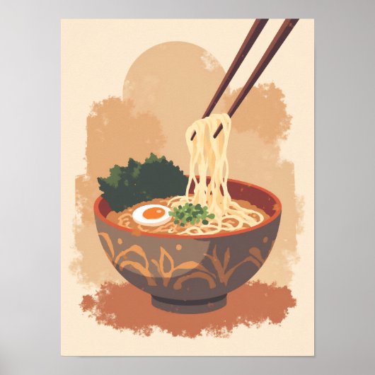 Minimalistische Boho Ramen Bowl Art Poster (Voorkant)
