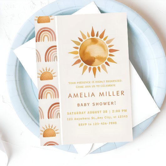 Minimalistische Boho Regenboog Baby Shower Kaart