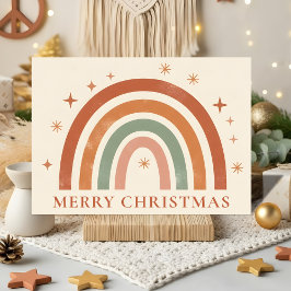 Minimalistische Boho Regenboog Kerstmis Feestdagen Kaart