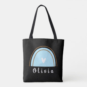 Minimalistische Boho-regenboog met persoonlijke na Tote Bag