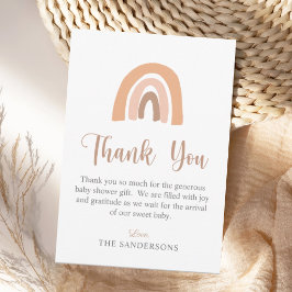 Minimalistische Boho Regenboog Terracotta Baby Sho Bedankkaart