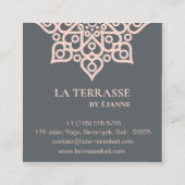 Minimalistische Boho Roze Grijs Mandala Yoga Spiri Vierkante Visitekaartje (Achterkant)