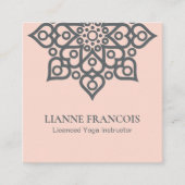 Minimalistische Boho Roze Grijs Mandala Yoga Spiri Vierkante Visitekaartje (Voorkant)