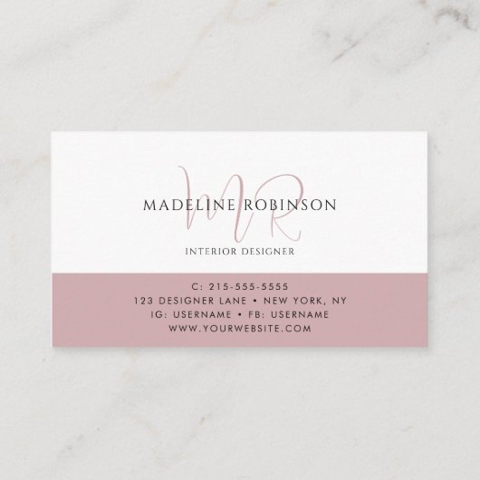 Minimalistische Boho Roze Modern Visitekaartje (Achterkant)