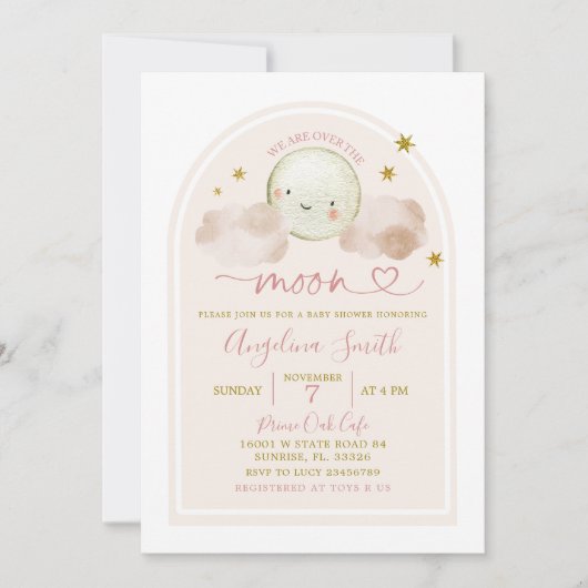 Minimalistische Boho roze over het Baby shower van Kaart (Voorkant)