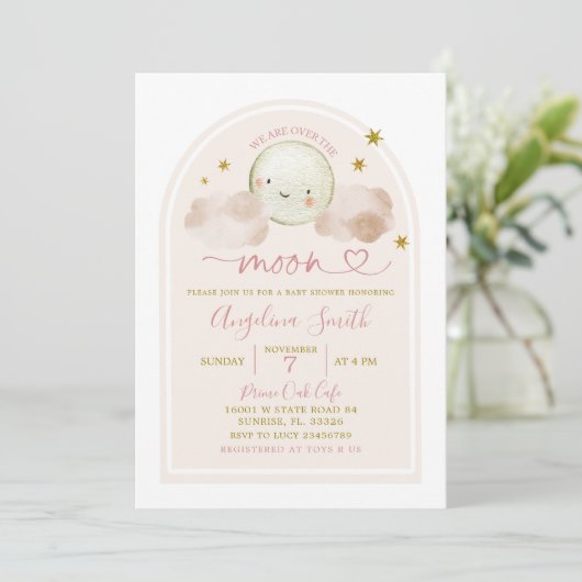 Minimalistische Boho roze over het Baby shower van Kaart (Staand voorkant)