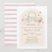 Minimalistische Boho roze over het Baby shower van Kaart (Voorkant / Achterkant)